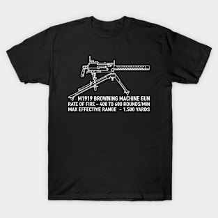 M1919 Browning Machine Gun American WW2 Infographic T-Shirt